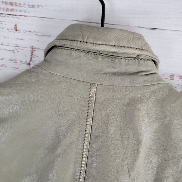 Mauritius Size 6 / S Jacket Sofia Lamb Leather Moto Jacket in Elephant Grey NWT - Picture 10 of 16